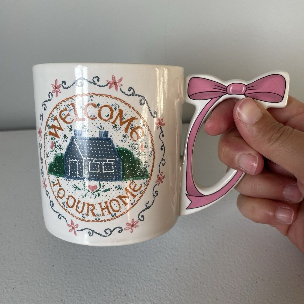 'Welcome To Our Home' Vintage Coffee Tea Mug Cup Cottagecore Country 12oz - Picture 3 of 9